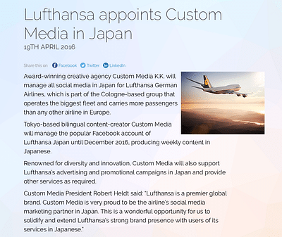 12-mo. Social Media Marketing Lufthansa Japan - Réseaux sociaux