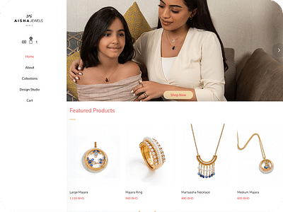 Aisha Jewels E Commerce Store - Design & graphisme