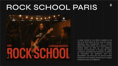Mise en place d'un rebranding et site web - Rock School de Paris - Création de site internet