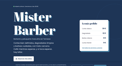 Web con reservas online para Mister Barber Terrassa - Référencement naturel