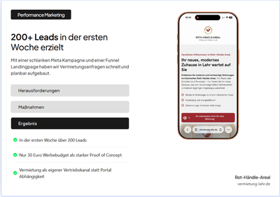 Rot-Händle-Areal | 200+ Miet-Leads in 7 Tagen (nur 30€ Budget) - Webseitengestaltung
