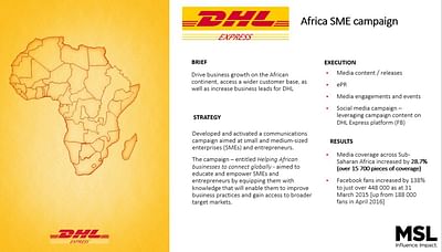 DHL SME Africa PR Campaign - Relaciones Públicas (RRPP)