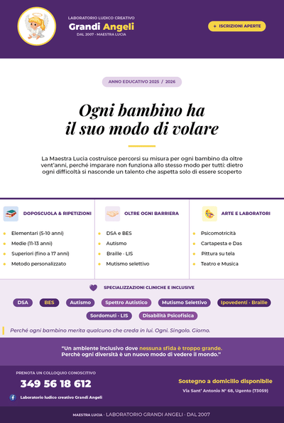 Grandi Angeli - Volantino Laboratorio Ludico Creativo - Graphic Design
