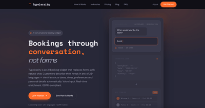 Typelessity: AI booking widget - Artificial Intelligence