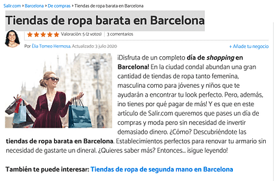 Tiendas de ropa barata en Barcelona - Référencement naturel