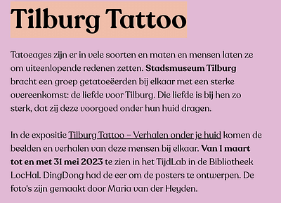 Tilburg Tattoo - Ontwerp