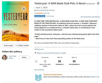 Best-Seller #2 Pick - Yesteryear by  Caro Claire Burke - Marketing