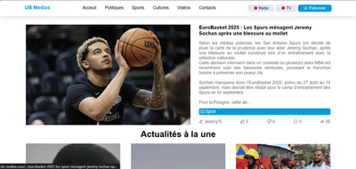 UB Médias - news website - Desarrollo de Software