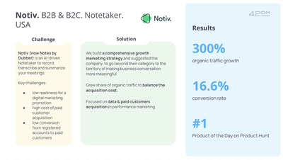 Notiv | B2B & B2C. Notetaker. USA - Growth Marketing