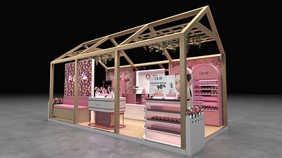 Olay // Luminuos Rose Promotional Pop-Up Booth - 3D