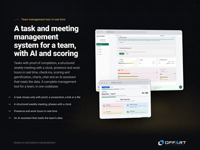 Real-time team accountability tool, tasks, meetings, scoring and AI - Künstliche Intelligenz