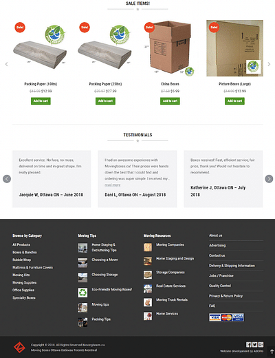 Moving Boxes Web design & development - Applicazione web