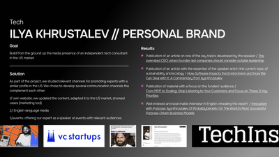 Personal brand of the independent tech consultant - Öffentlichkeitsarbeit (PR)