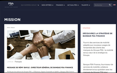 Banque PSA Finance : Refonte du site institutionnel - solutions-cloud