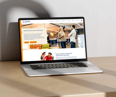 Restyling huisstijl, ontwerp website en middelen Alpina Group - Ontwerp