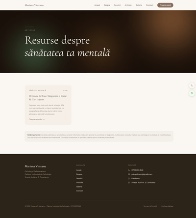 Website pentru cabinet de psihologie — Mariana Vișteanu, Constanța - SEO