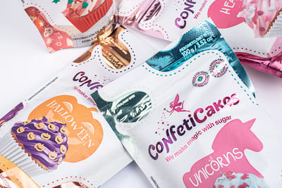 Packaging design - Confeticakes - línea doypack - Diseño Gráfico