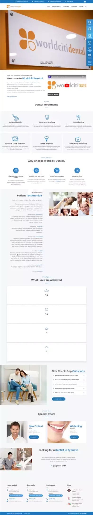 Worldciti Dental - Comprehensive Dental Services Website - Website Creatie