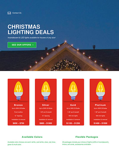 Landing Page for Christmas Lighting - Creazione di siti web