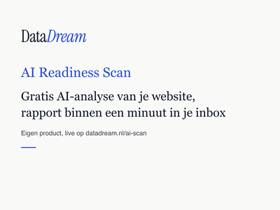 AI Readiness Scan: gratis AI-analyse van je website (eigen product) - Artificial Intelligence