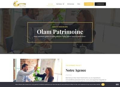 Olam Patrimoine : site vitrine et annonces d'une agence immobilière - Création de site internet