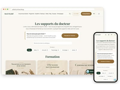 Celitel : boutique en ligne sur le site d'un médecin, en 7 langues - Création de site internet