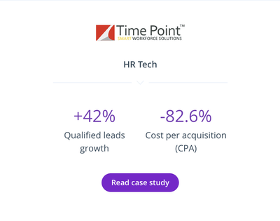 Time Point: 42% More Qualified Leads with 56% Lower Spend - Advertising