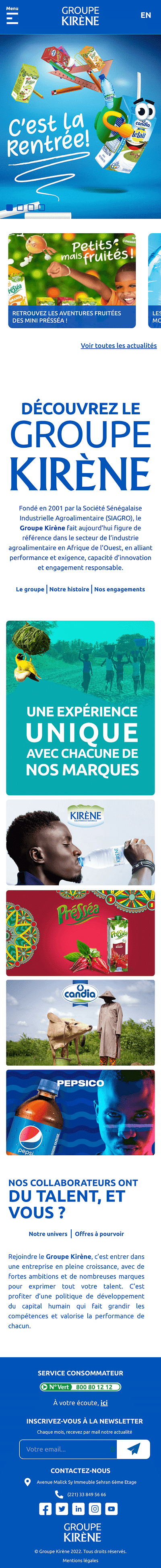 Refonte du site internet du Groupe Kirène - Creación de Sitios Web