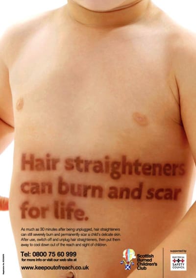 Hair Straighteners burn - Advertising