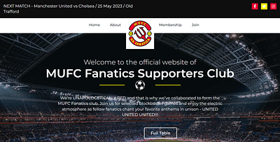 MUFC Fanatics Web Design - Creación de Sitios Web