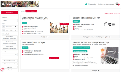 Inschrijvingsplatform voor activiteiten en reizen - Création de site internet