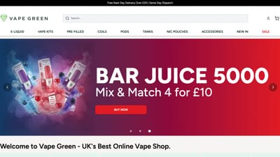 vapegreen.co.uk - Création de site internet