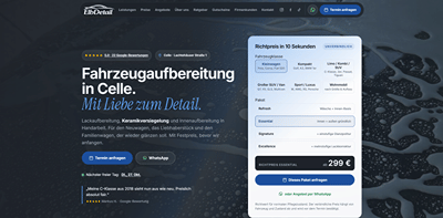 Website für ElbDetail: Fahrzeugaufbereitung in Celle - Website Creation