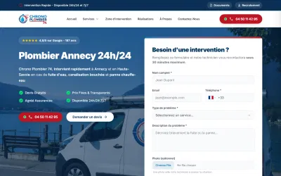 Chrono Plombier 74 – High-Performance Lead Generation Platform - Administration web
