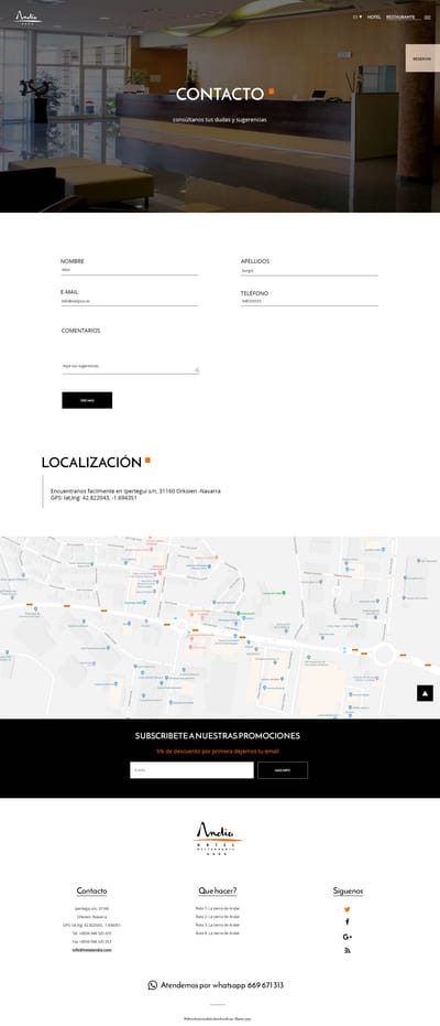 Web Hotel Andia - Creación de Sitios Web