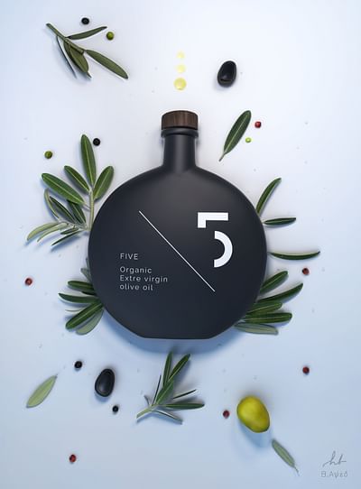 Modeling bottles for 5 Olive OIL - 3D