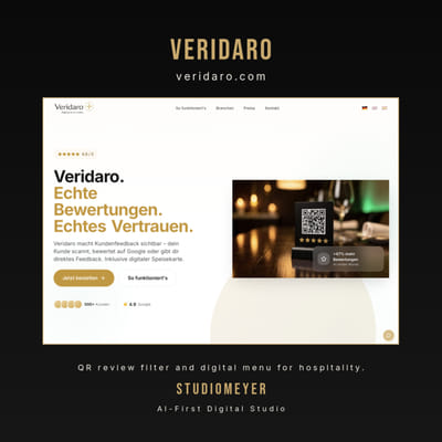 Veridaro: SaaS-Plattform fuer QR-Bewertungen und digitale Speisekarten - Webanwendung