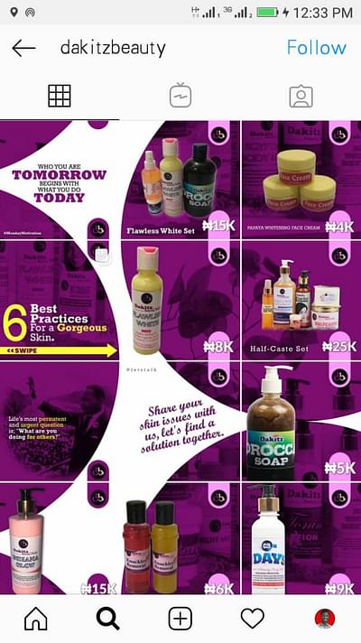 Instagram marketing for a skincare vendor - Advertising