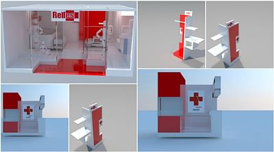 Cruz roja propuesta tiendas - 3D