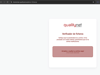 Servicios -> Verificar fichero mediante Blockchain - Inteligencia Artificial