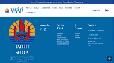 Refonte du site e-commerce - Tahiti Shop - Creación de Sitios Web