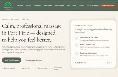 Massages By Sarah - Website Design & Build, Review Campaign - SEO