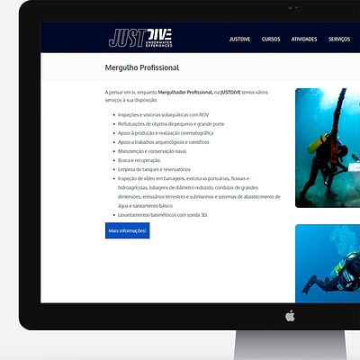 JUSTDIVE - Underwater Experiences - Website Creation