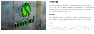 Nutrifood - SEO - Référencement naturel