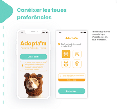 Diseño app (UX/UI) Adopta'm - Ergonomie (UX / UI)