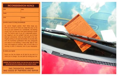 Parking ticket on car - Advertising