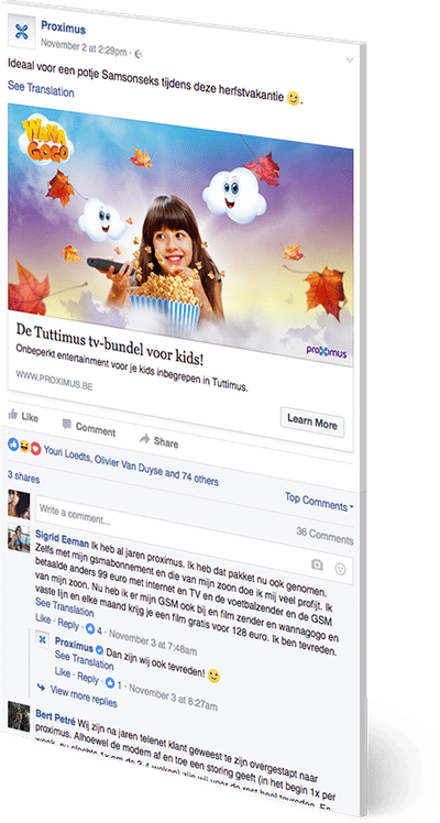 ONLINE CAMPAIGN IN THE TELECOM SECTOR - PROXIMUS - Social media