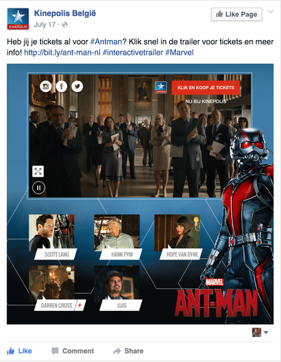 Interactive Facebook wall post - Mobile App