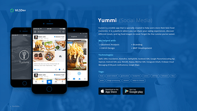Yummi - a social networking app for food lovers - Application mobile