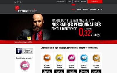 Site Web-to-Print pour la vente de badges en ligne - Création de site internet